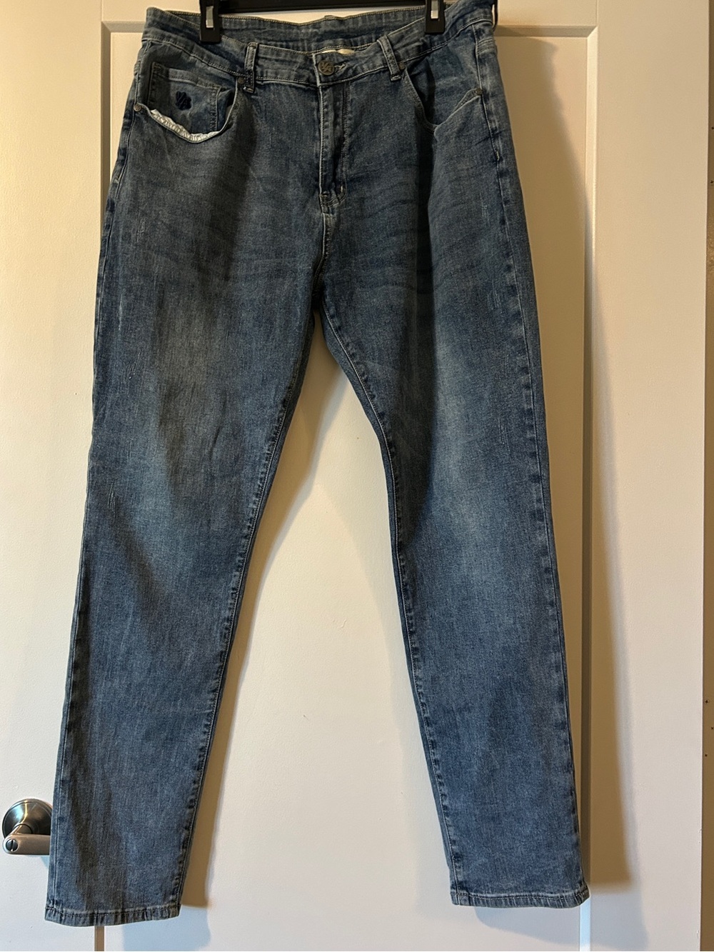 YoungLA Men's Slim Straight Blue Jeans